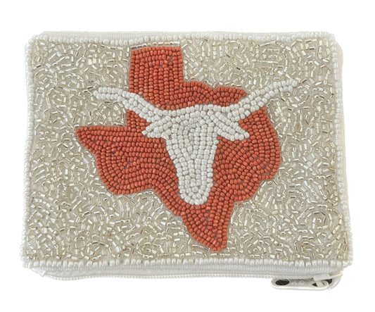 Longhorn Beaded Coin Pouch