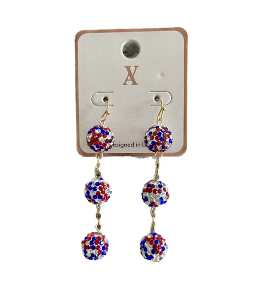 Crystal Red White and Blue Earrings