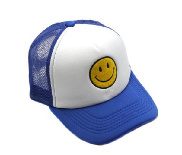 Happy Face Trucker Cap Blue