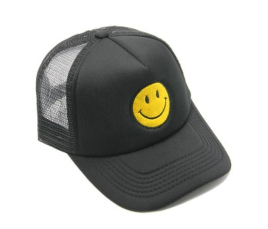 Happy Face Trucker Cap Black