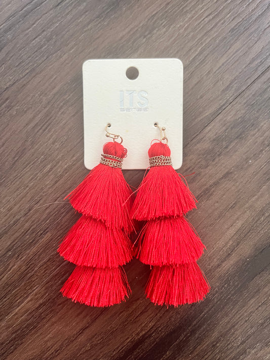 Red Tassel Earrings