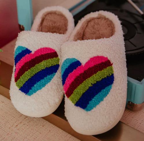 Rainbow Heart slippers