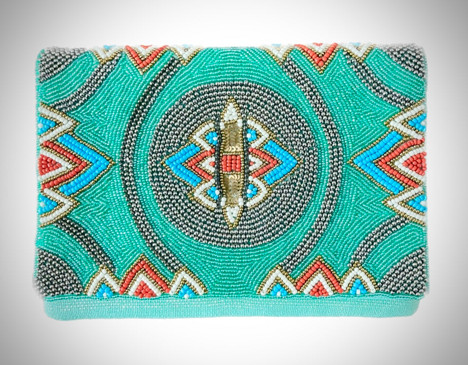 Turquoise Beaded Clutch