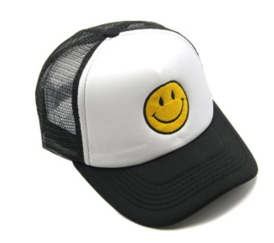 Happy Face Trucker Cap Black/White