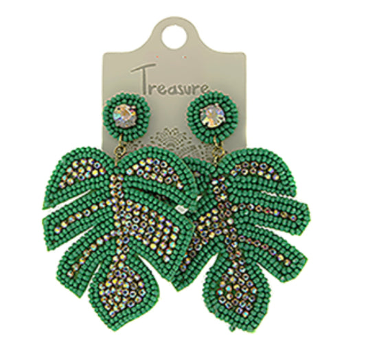 Leaf Seed Bead with rhinestone