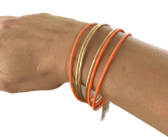 Neon Orange Bracelet Stack