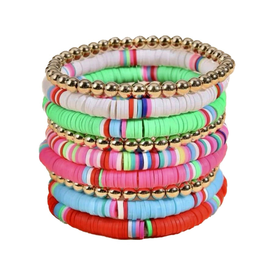 Heishi bracelet stack