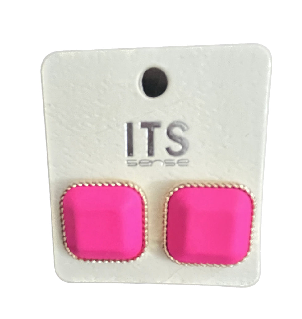 Pink square studs