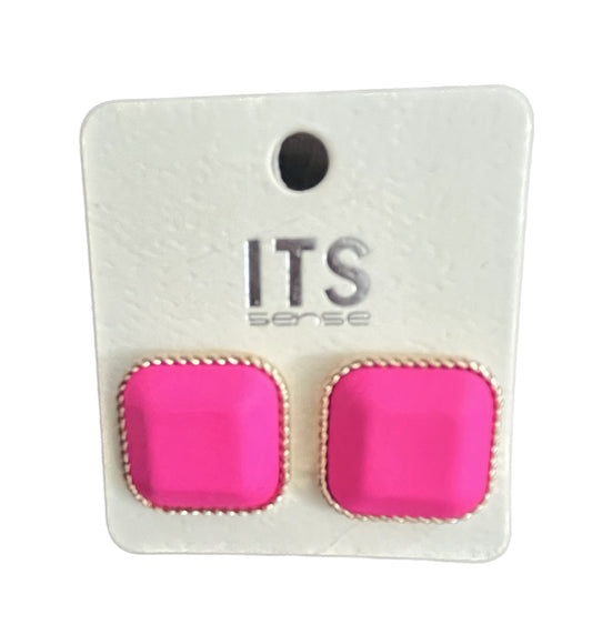 Pink square studs