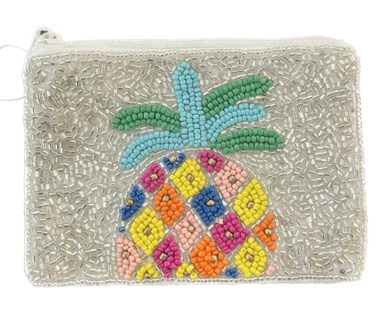 Pineapple Beaded Coin Pouch