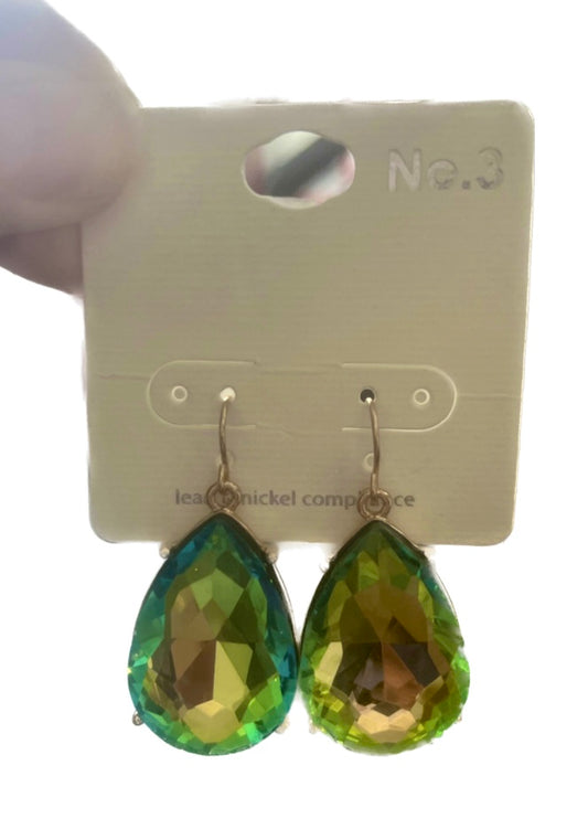 Teardrop green iridescent earrings