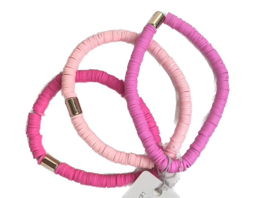 Pink Heishi Bracelet Stack