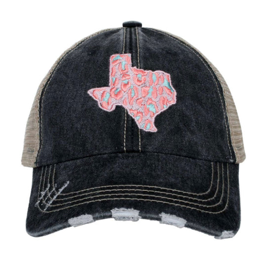 Pink Leopard Texas Shape Cap