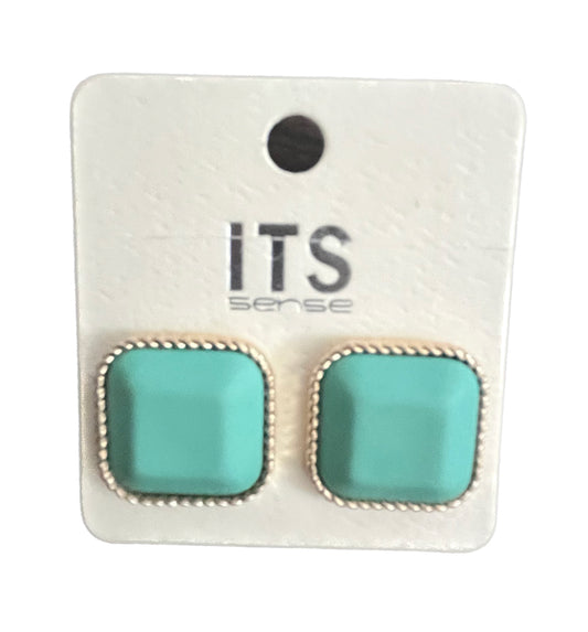 Teal square studs