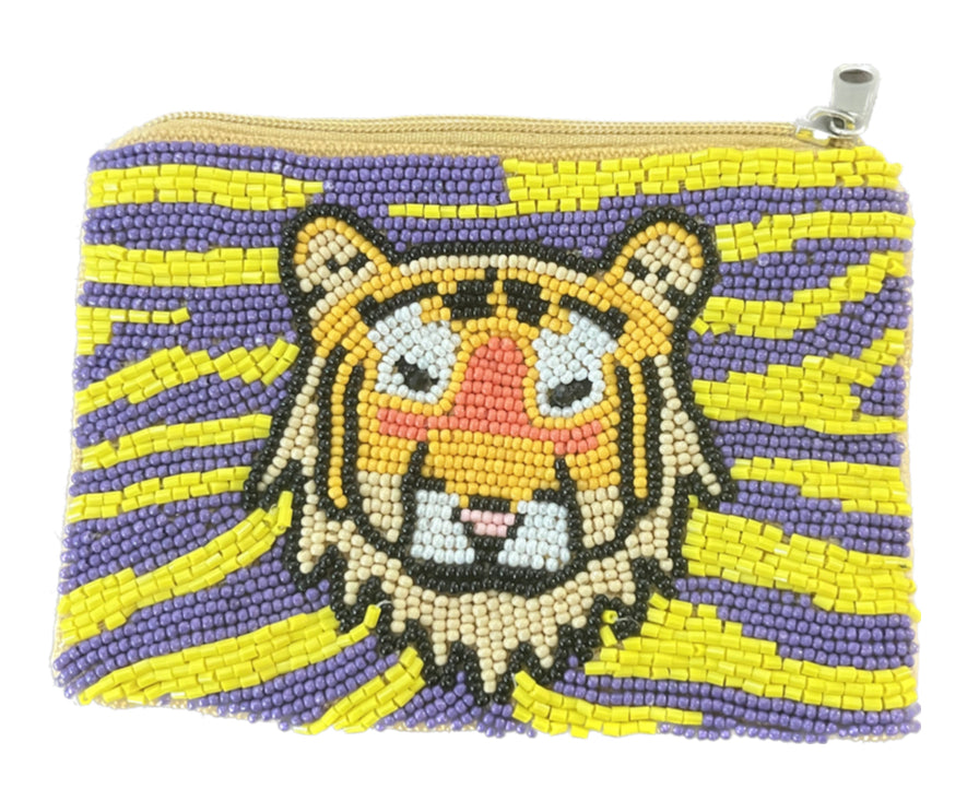 Tiger  Beaded Coin Pouch