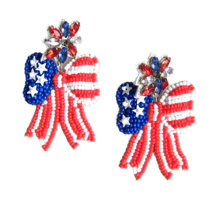 American Flag Bow Earrings