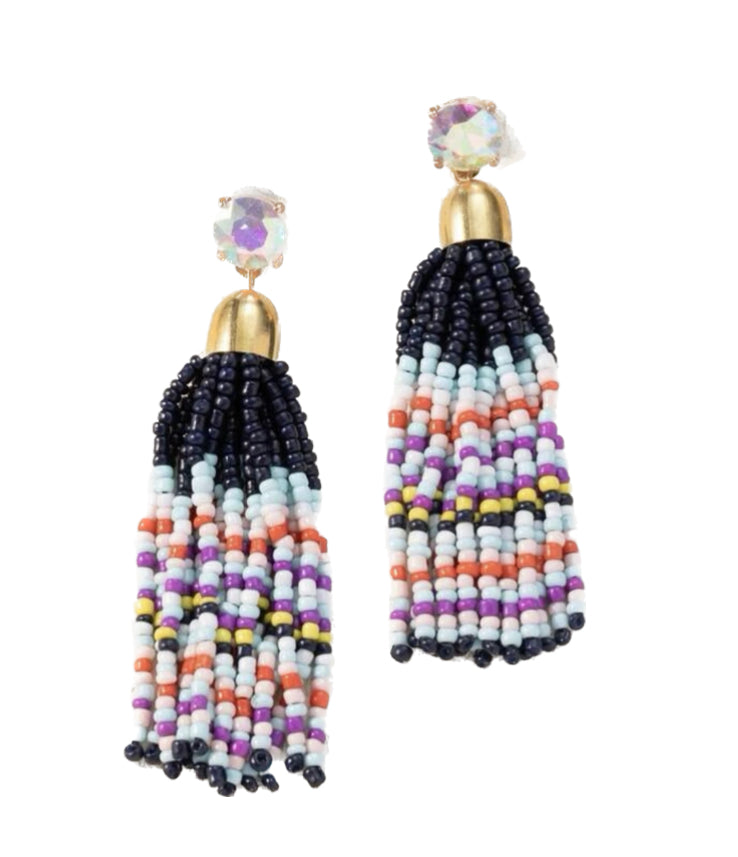 Beaded Tassel Drop Earrings